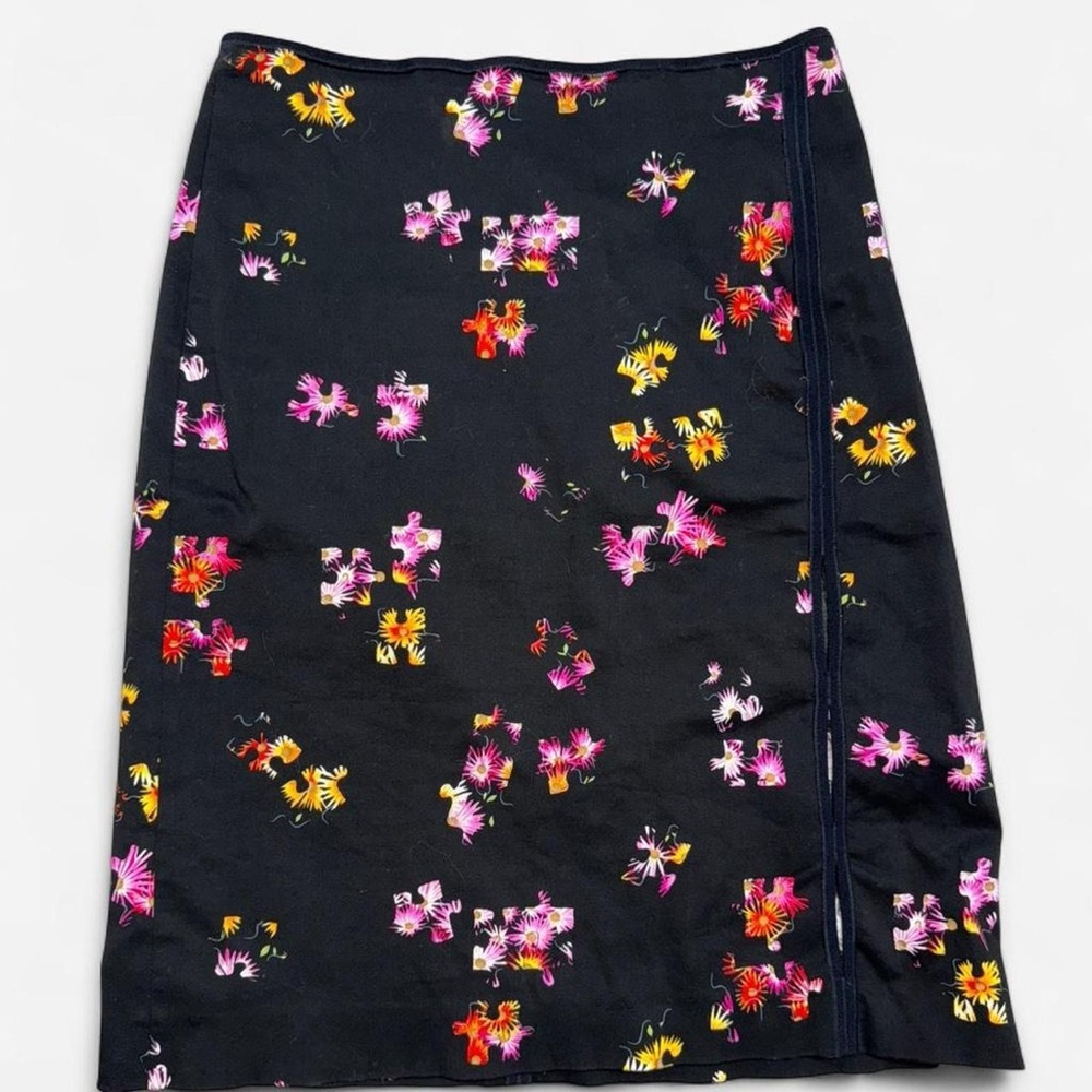 Versus Versace Designer Floral Skirt Black Made in Italy Size 30 Vintage